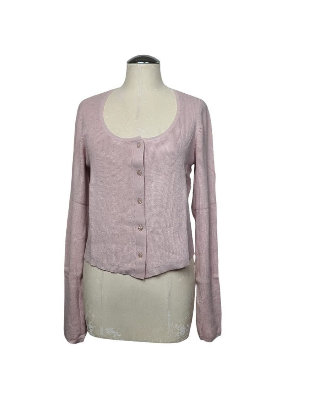 NWT Billie The Label Sheryl Light Rose Sweater Button Down Cardigan L